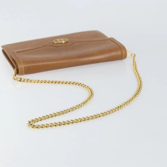 GUCCI Chain Shoulder Bag Leather Beige Gold Auth yk19810 - Picture 8 of 16